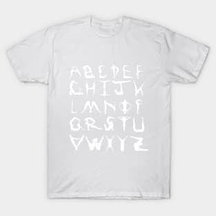 Acro Yoga - Full Alphabet - White T-Shirt